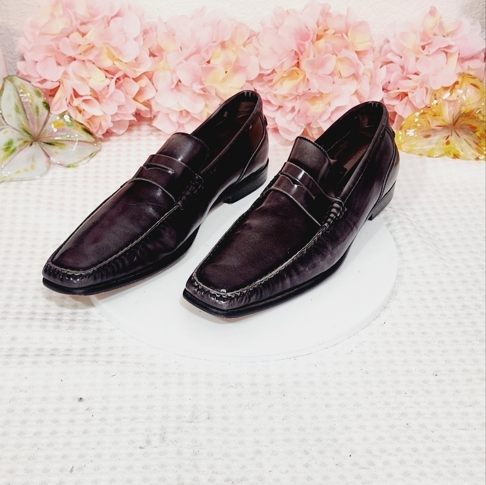 Adam Derrick To Boot New York Patent Leather Gray Penny Loafer Size 10